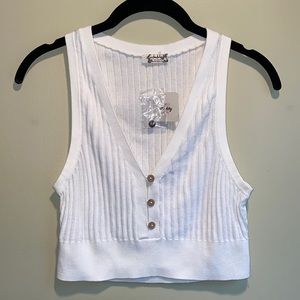 Free People Ivory Ribbed Tank
